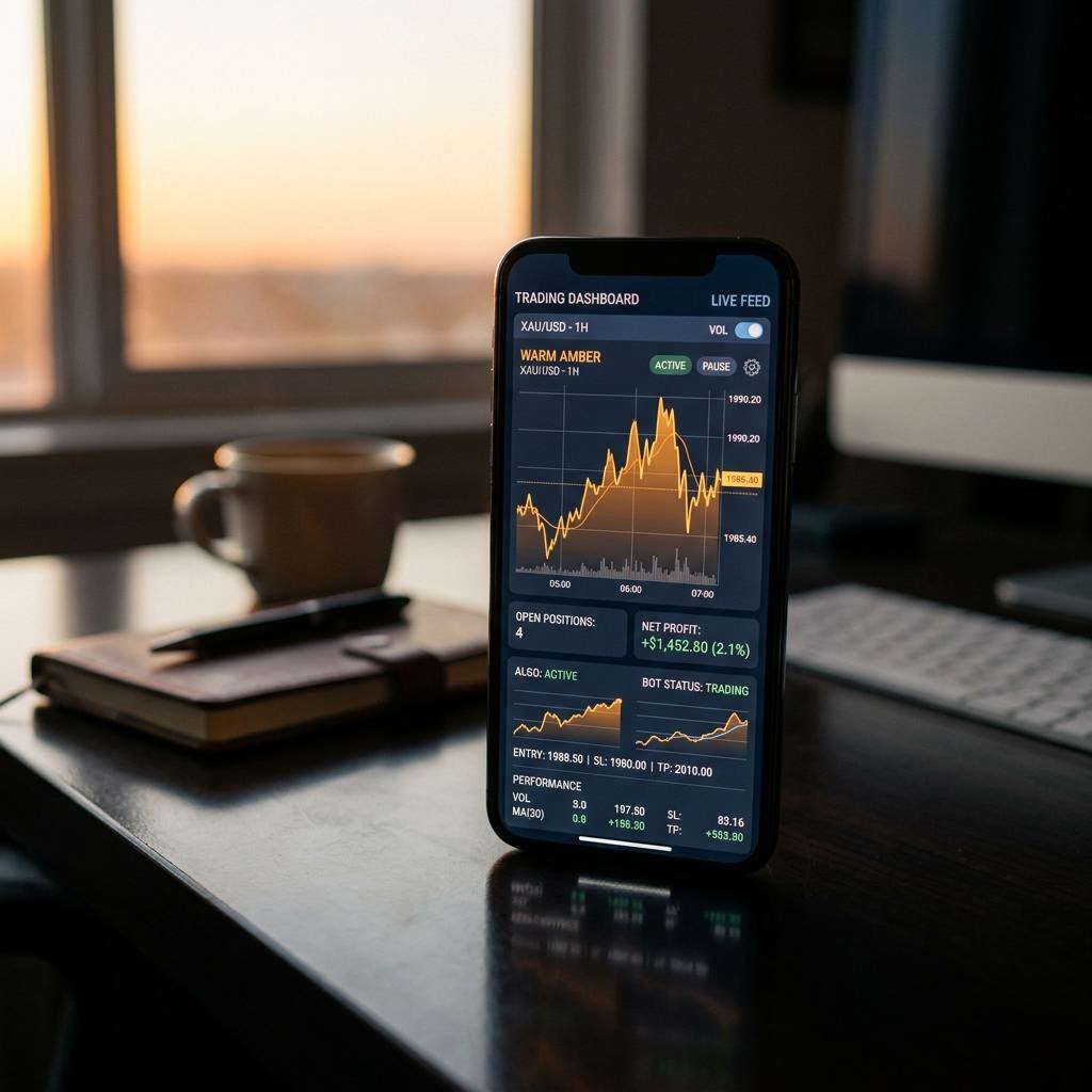 Sparelsnad AI krypto handelsplattform dashbord på mobil
